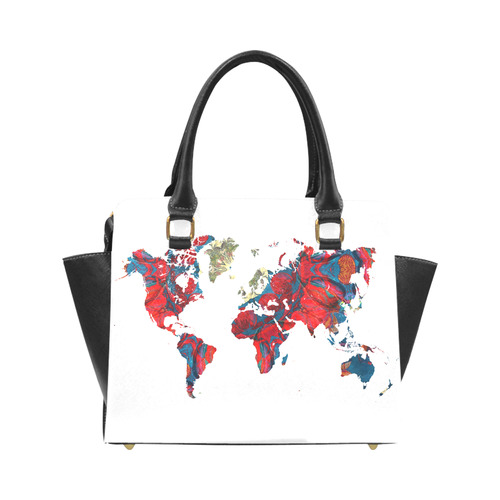 map of the world Rivet Shoulder Handbag (Model 1645)