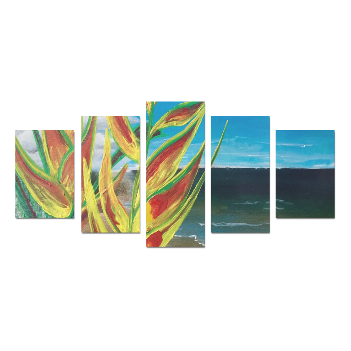 Heliconia Tropical Parrot Plant Take me There Canvas Print Sets D (No Frame)
