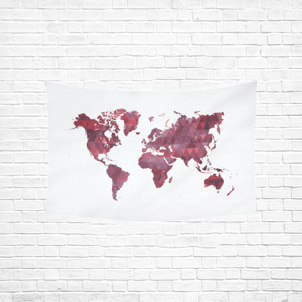 map of the world Cotton Linen Wall Tapestry 60"x 40"