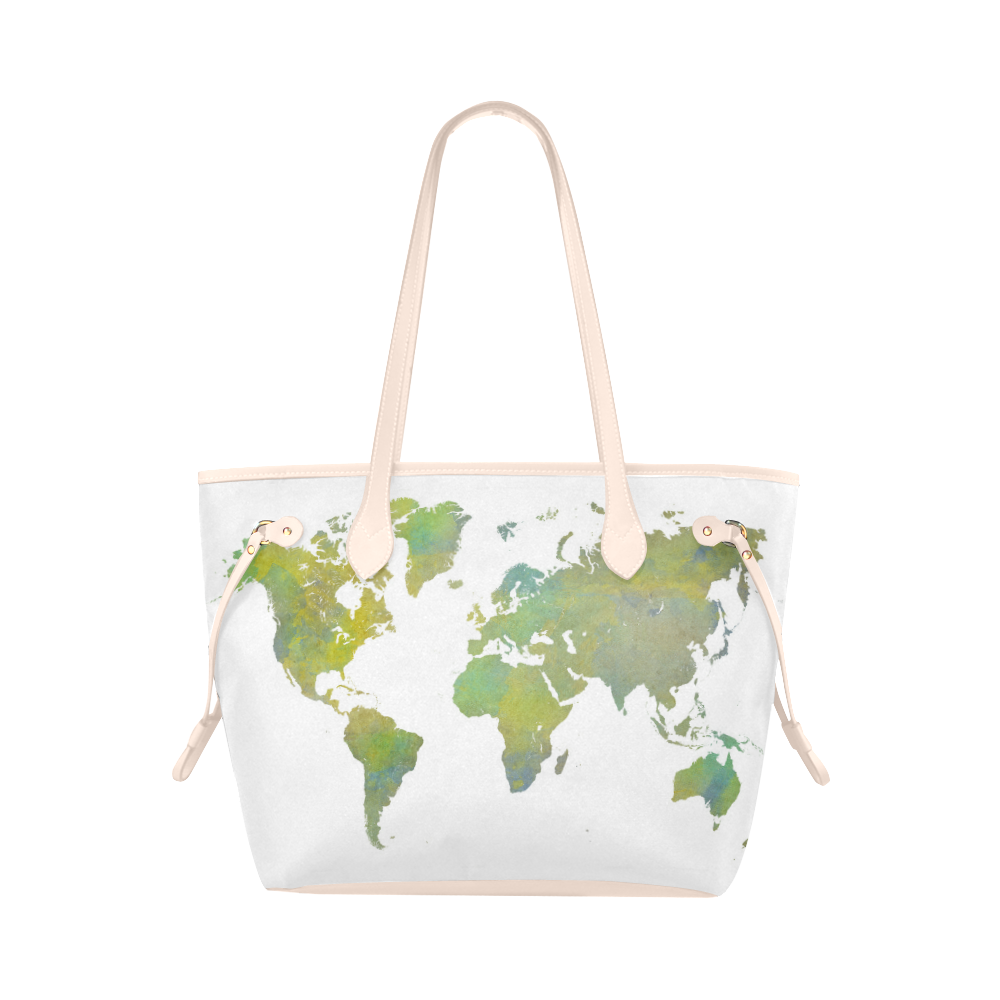 map of the world Clover Canvas Tote Bag (Model 1661)