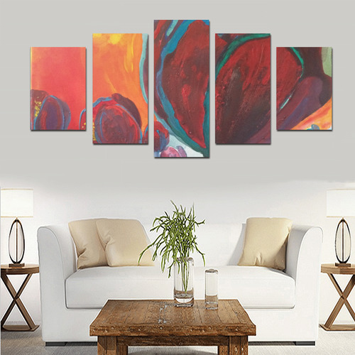 Blue High Tulips on Fire Canvas Print Sets D (No Frame)