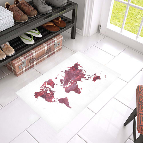 map of the world Azalea Doormat 24" x 16" (Sponge Material)