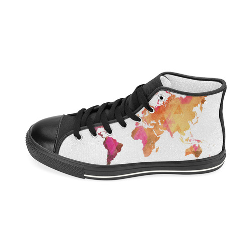 map of the world Women's Classic High Top Canvas Shoes (Model 017)