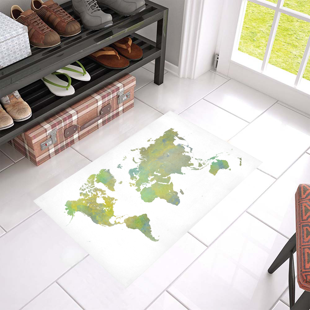 map of the world Azalea Doormat 24" x 16" (Sponge Material)