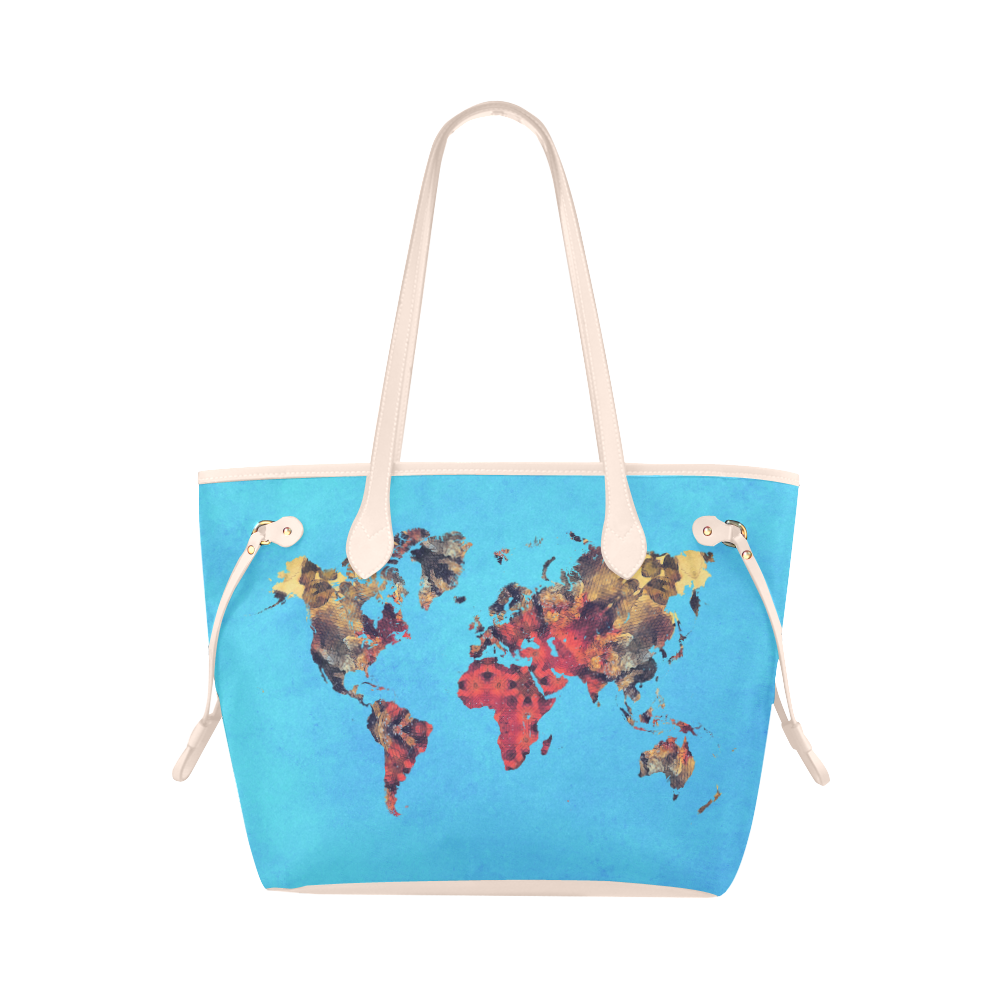 map of the world Clover Canvas Tote Bag (Model 1661)