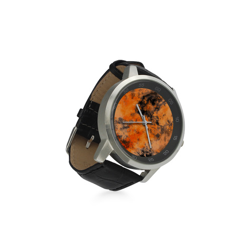 abstraction colors Unisex Stainless Steel Leather Strap Watch(Model 202)
