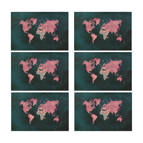 map of the world Placemat 12’’ x 18’’ (Set of 6)