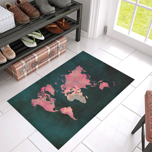 map of the world Azalea Doormat 30" x 18" (Sponge Material)