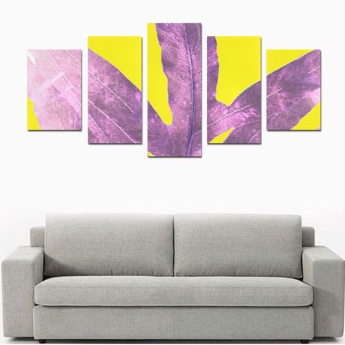Yellow with Purple Fern Canvas Print Sets D (No Frame)