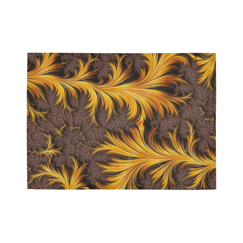 Autumn Gold Copper Floral Fractal Art Area Rug7'x5'