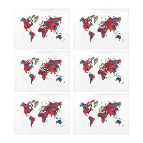 map of the world Placemat 14’’ x 19’’ (Set of 6)