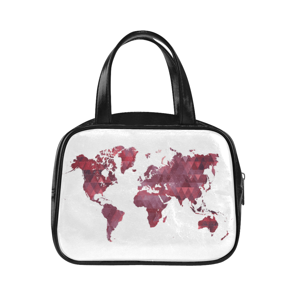 map of the world Leather Top Handle Handbag (Model 1662) ID D1890892