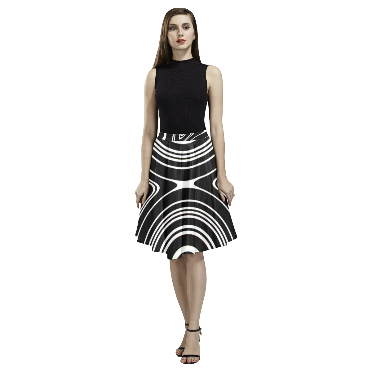 Concentric Circle Pattern Melete Pleated Midi Skirt (Model D15)