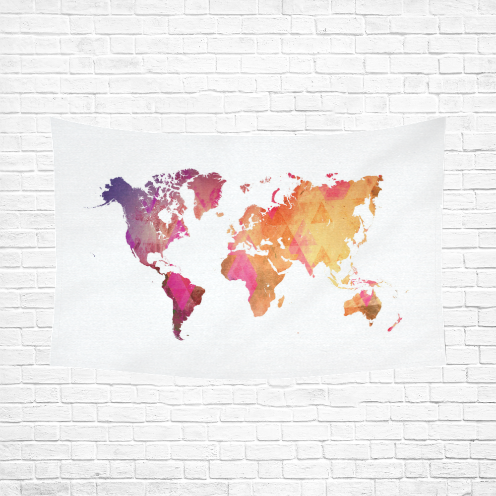 map of the world Cotton Linen Wall Tapestry 90"x 60"