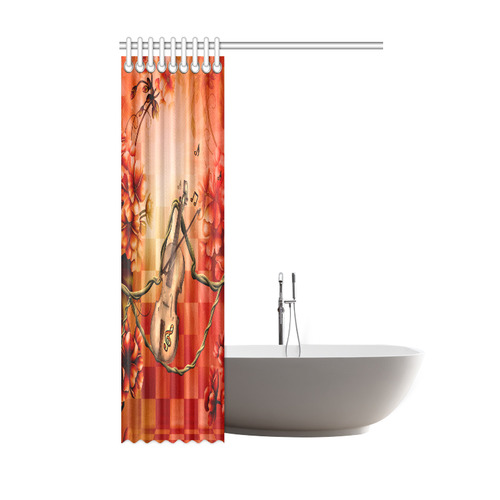 Violin and violin bow with flowers Shower Curtain 48"x72"