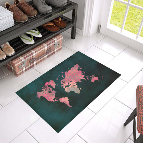 map of the world Azalea Doormat 24" x 16" (Sponge Material)