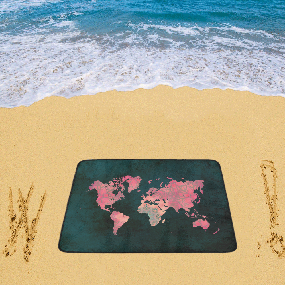 map of the world Beach Mat 78"x 60"