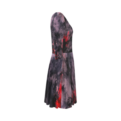 abstraction colors Elbow Sleeve Ice Skater Dress (D20)