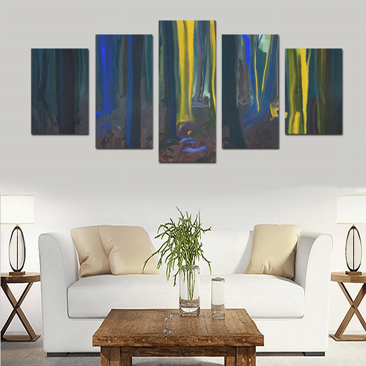 Stay Wild Yellow Moon Canvas Print Sets D (No Frame)