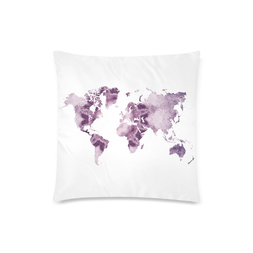 map of the world Custom Zippered Pillow Case 18"x18"(Twin Sides)