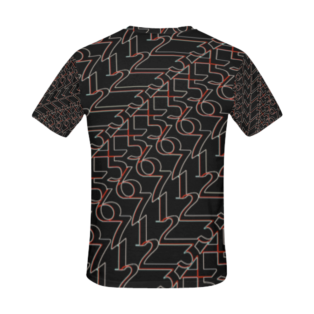 NUMBERS Collection Blk 1234567 Tee All Over Print T-Shirt for Men (USA Size) (Model T40)