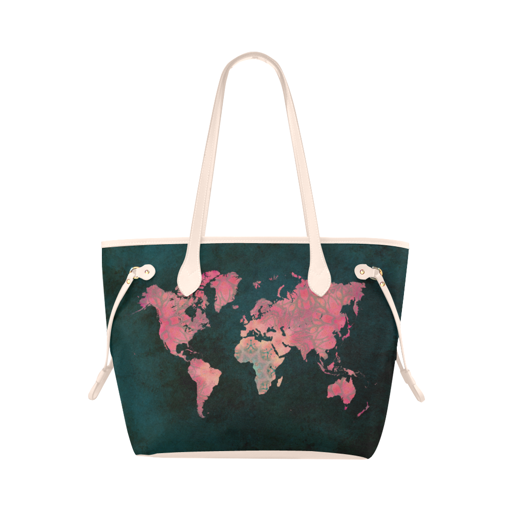 map of the world Clover Canvas Tote Bag (Model 1661)