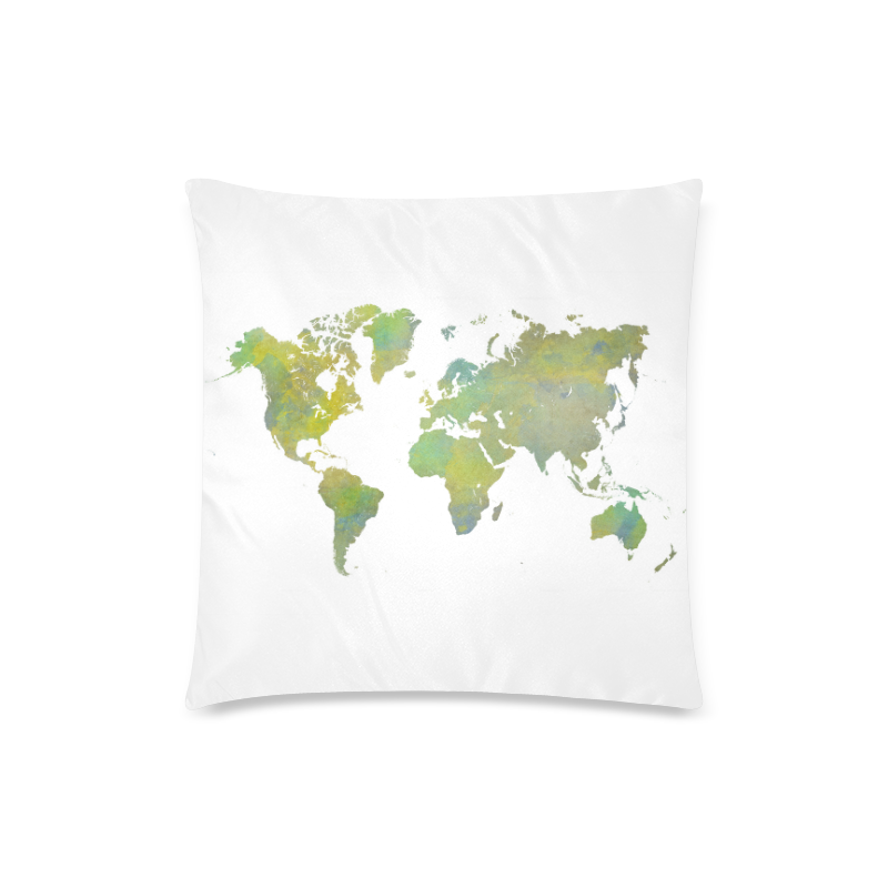 map of the world Custom Zippered Pillow Case 18"x18"(Twin Sides)