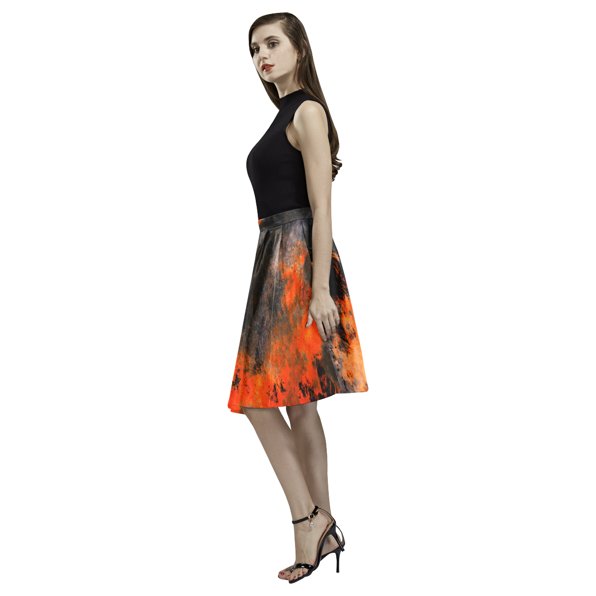 abstraction colors Melete Pleated Midi Skirt (Model D15)