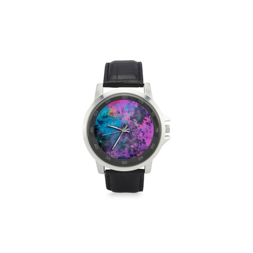 abstraction colors Unisex Stainless Steel Leather Strap Watch(Model 202)