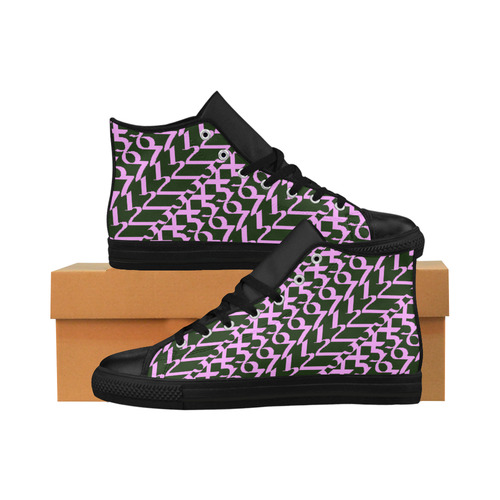 NUMBERS Collection blk/Pink Hi Aquila High Top Microfiber Leather Women's Shoes/Large Size (Model 032)
