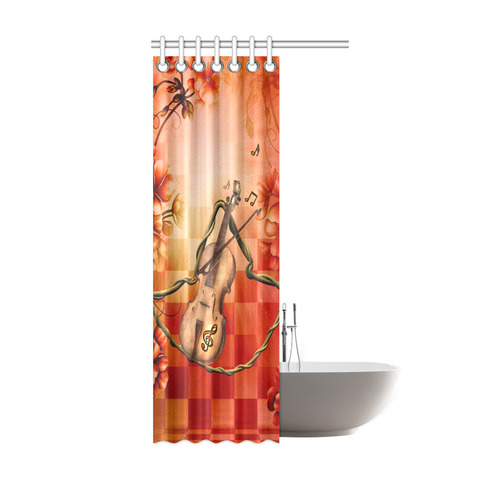 Violin and violin bow with flowers Shower Curtain 36"x72"