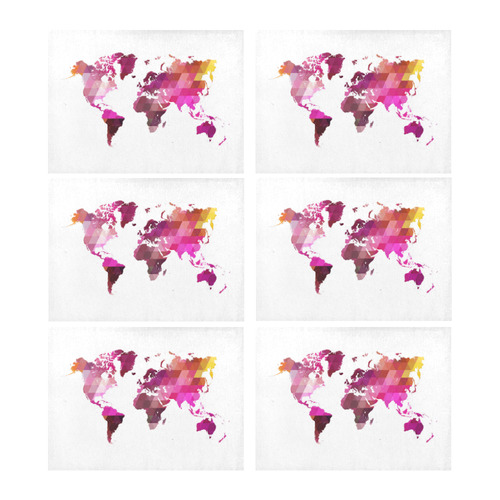 map of the world Placemat 14’’ x 19’’ (Set of 6)