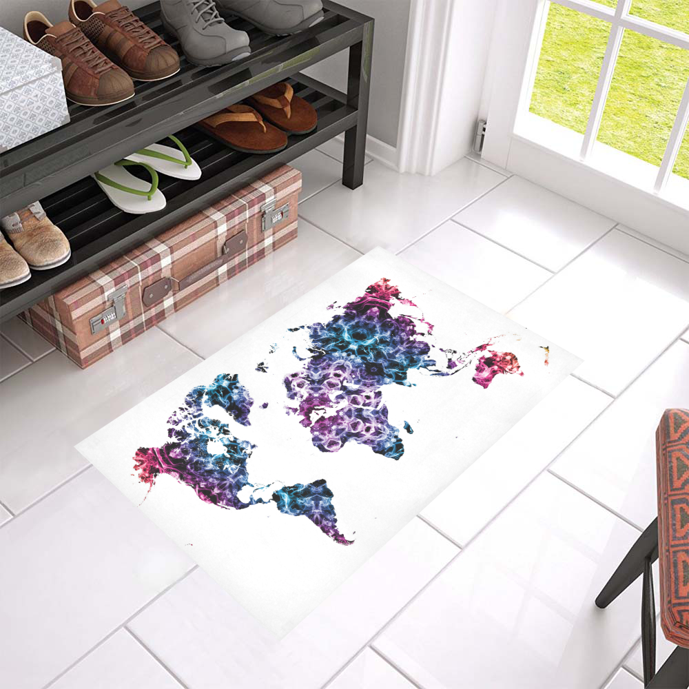 map of the world Azalea Doormat 24" x 16" (Sponge Material)