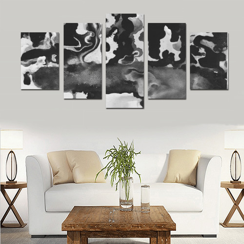 Dripping Tease In Black and White Canvas Print Sets D (No Frame)