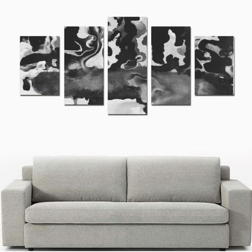 Dripping Tease In Black and White Canvas Print Sets D (No Frame)