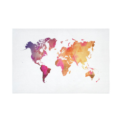 map of the world Cotton Linen Wall Tapestry 90"x 60"