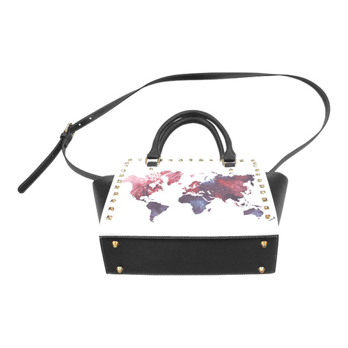 map of the world Rivet Shoulder Handbag (Model 1645)