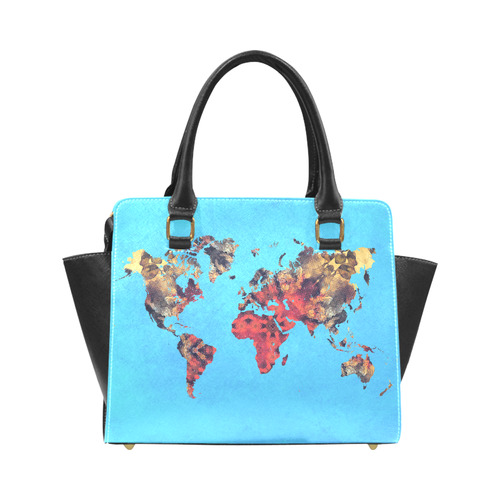 map of the world Rivet Shoulder Handbag (Model 1645)