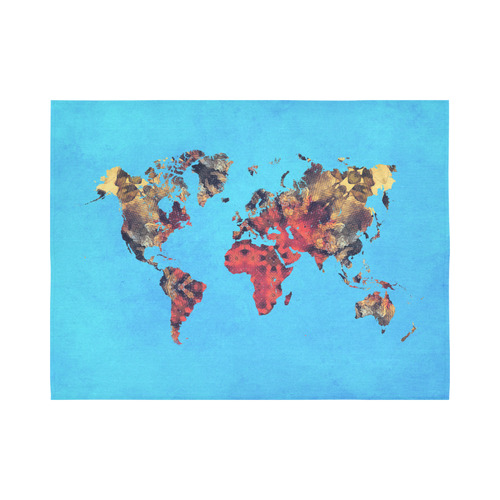 map of the world Cotton Linen Wall Tapestry 80"x 60"