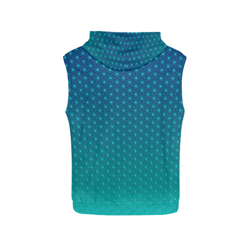 blue auqa ombre sacred geometry seed of life All Over Print Sleeveless Hoodie for Men (Model H15)
