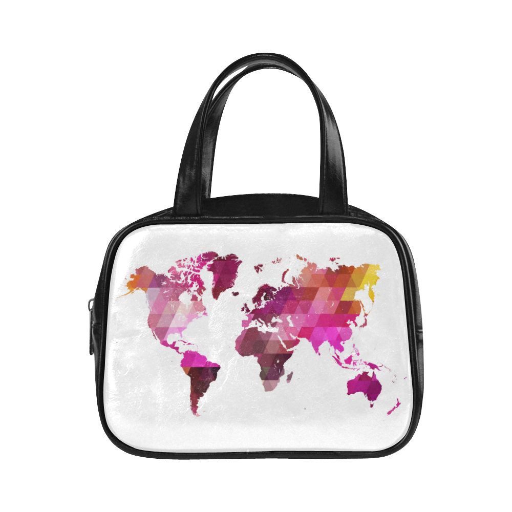 map of the world Leather Top Handle Handbag (Model 1662) ID D1890903