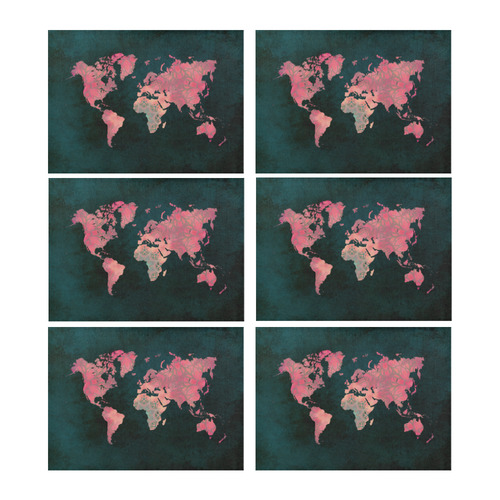 map of the world Placemat 14’’ x 19’’ (Set of 6)