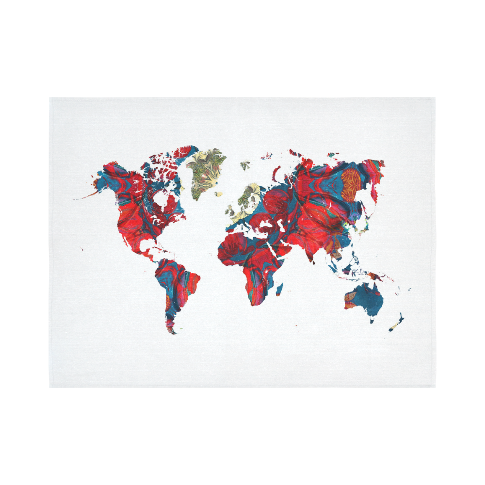 map of the world Cotton Linen Wall Tapestry 80"x 60"