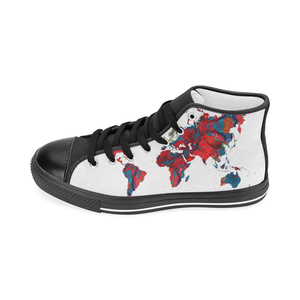 map of the world Women's Classic High Top Canvas Shoes (Model 017)