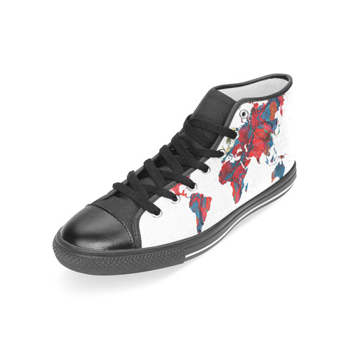 map of the world Women's Classic High Top Canvas Shoes (Model 017)