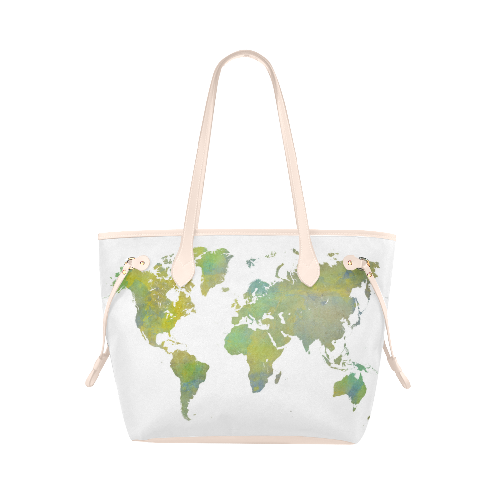 map of the world Clover Canvas Tote Bag (Model 1661)