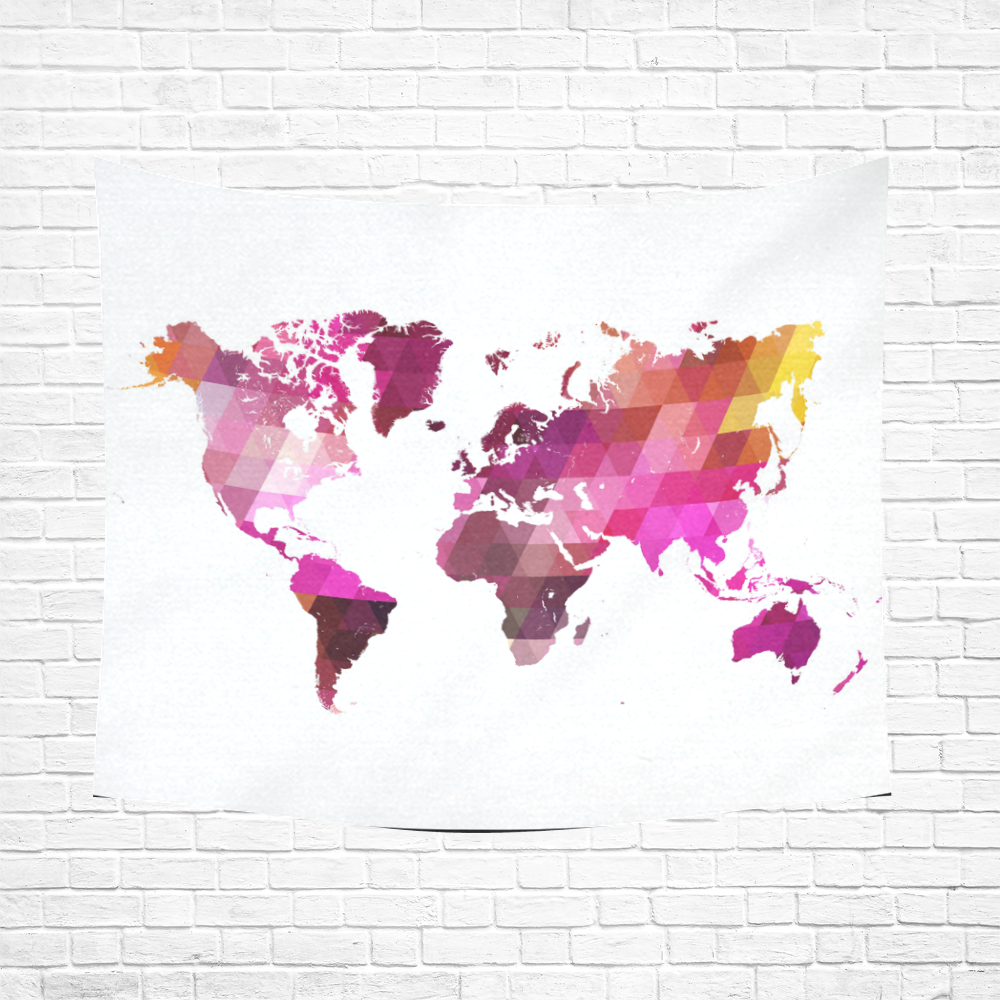 map of the world Cotton Linen Wall Tapestry 60"x 51"