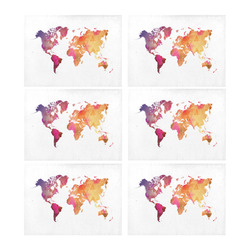 map of the world Placemat 14’’ x 19’’ (Set of 6)