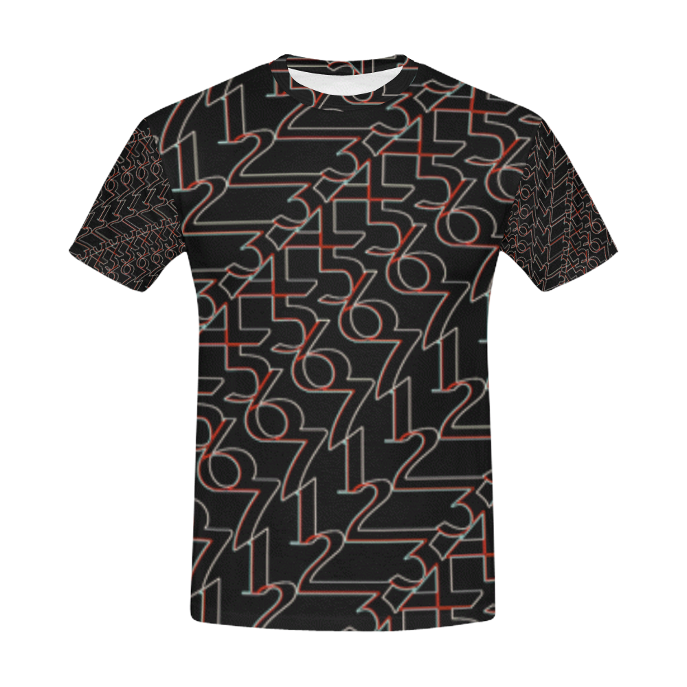 NUMBERS Collection Blk 1234567 Tee All Over Print T-Shirt for Men (USA Size) (Model T40)
