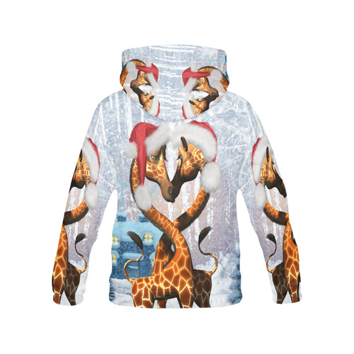 Christmas, funny giraffe All Over Print Hoodie for Women (USA Size) (Model H13)